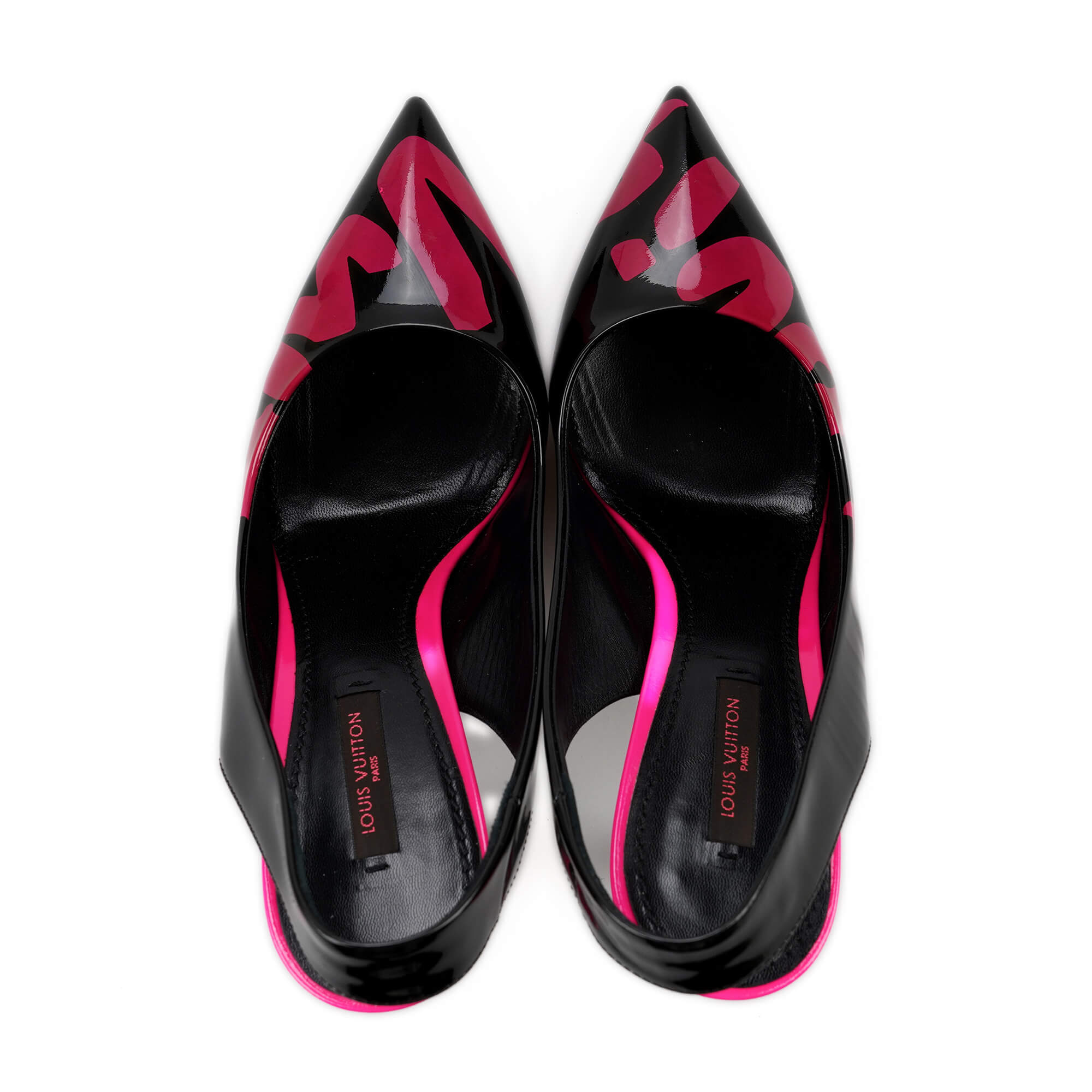 Louis Vuitton - Black Patent Leather Stephen Sprouse Graffiti Slingback Pumps